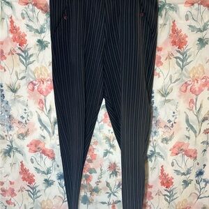 Vintage Elegant Black Pinstripe Women's Pants